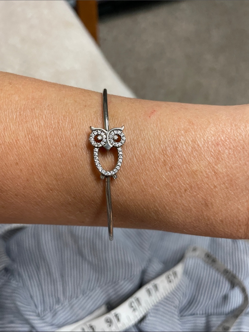 Sterling Silver Owl Diamond accent Bangle Bracelet - Women's Jewelry
